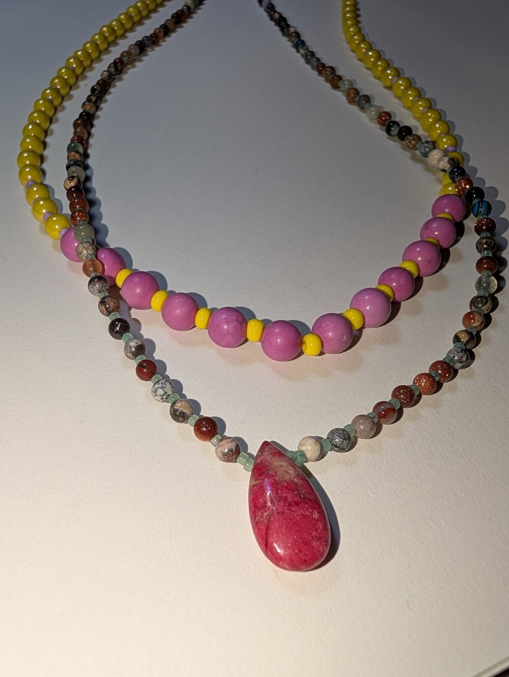 Natural Stone/Czech Glass Layered Statement Piece - Picture 3 of 7